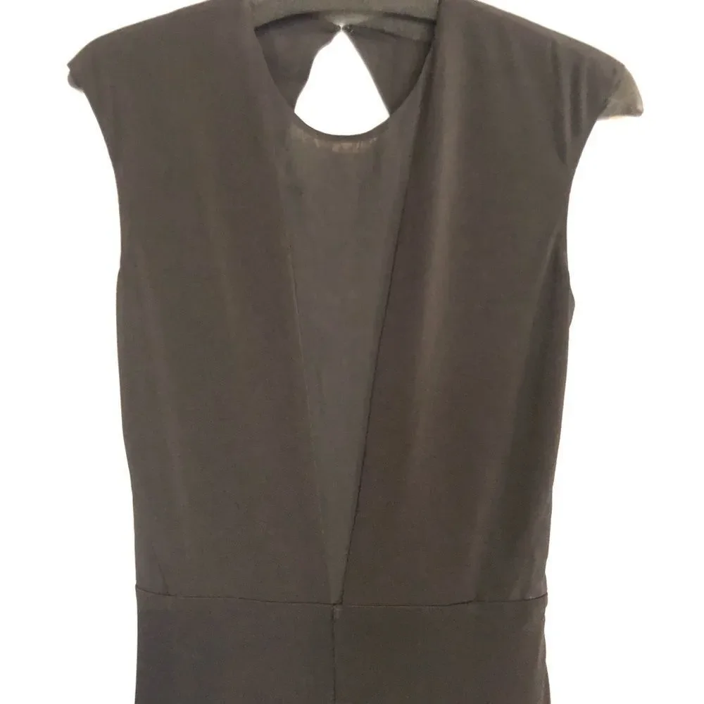 Rachel Zoe Amara Open Back High Slit Gown Dress Black 2 - Picture 5 of 10